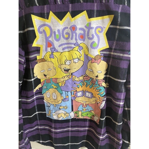 Nickelodeon Rugrats Crew On Back Purple Button Up Flannel Size Women’s L - Picture 6 of 16